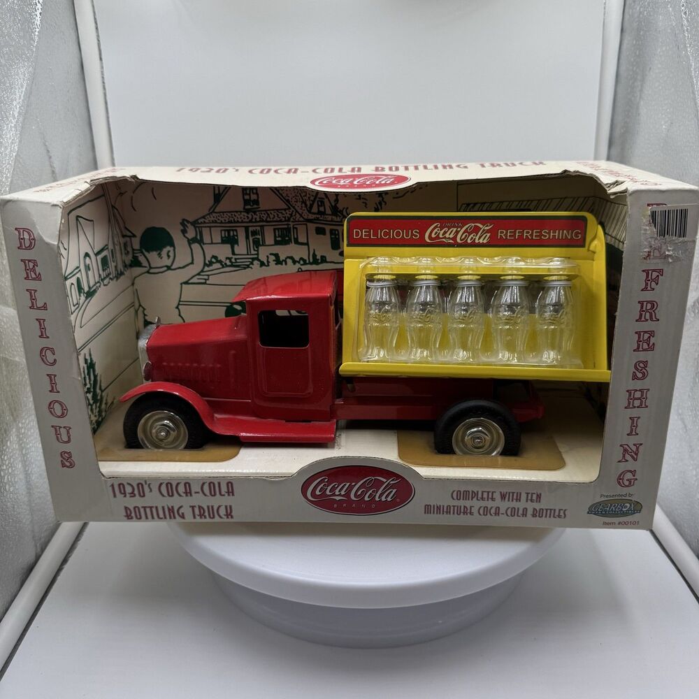 Coca-Cola 1930's Bottling Truck Toy 2001 Gearbox Red Steel Glass Bottles